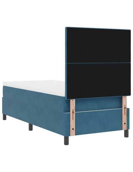 Letto con Rete a Doghe e Materasso & LED Blu Scuro 90x200 cm Velluto