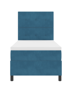 Letto a Sorgente LED con testiera Blu Scuro 90 x 200 cm Tessuto 2