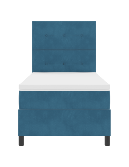 Letto con Rete a Doghe e Materasso & LED Blu Scuro 90x200 cm Velluto