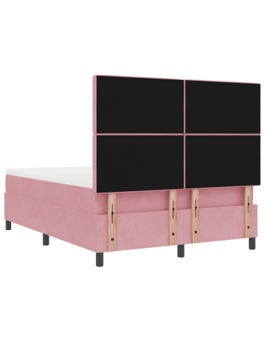 Letto a Sorgente LED con materasso Rosa 140 x 190 cm Tessuto