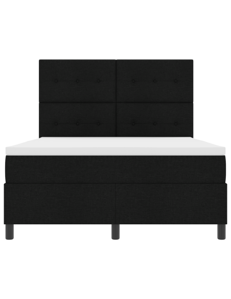 Letto a molle con materasso con led Nero 140 x 190 cm Tessuto