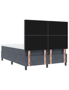 Letto a Sorgente LED Grigio scuro 140 x 200 cm Velluto