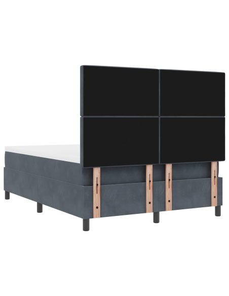 Letto a Sorgente LED Grigio scuro 140 x 200 cm Velluto