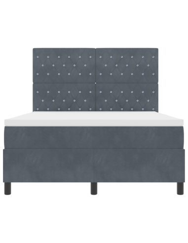 Letto a Sorgente LED Grigio scuro 140 x 200 cm Velluto