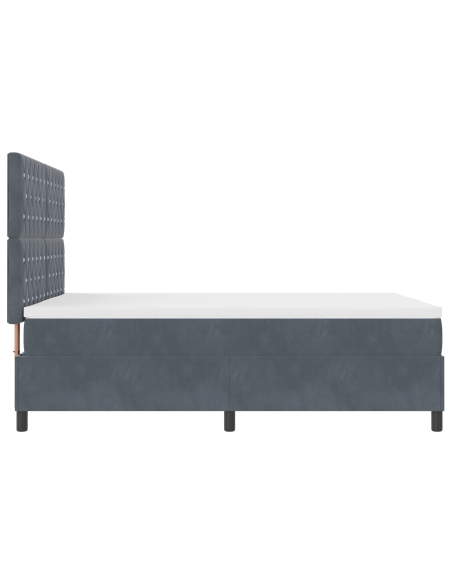 Letto a Sorgente LED Grigio scuro 140 x 200 cm Velluto