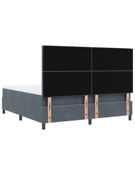 Letto Box Spring con Materasso e LED Grigio Scuro 180x200 cm Velluto