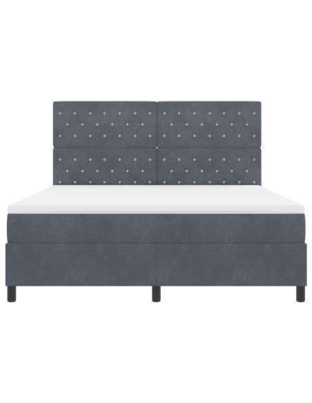 Letto Box Spring con Materasso e LED Grigio Scuro 180x200 cm Velluto