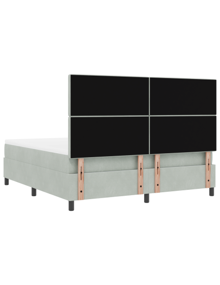 Letto a Box Spring con Materasso e Luce LED Grigio Chiaro 180x200 cm Velluto