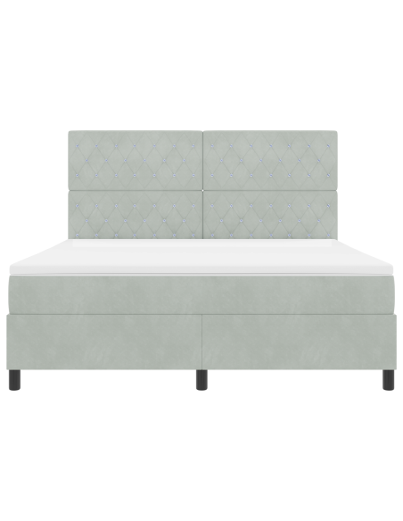 Letto a Box Spring con Materasso e Luce LED Grigio Chiaro 180x200 cm Velluto