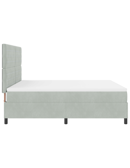 Letto a Box Spring con Materasso e Luce LED Grigio Chiaro 180x200 cm Velluto