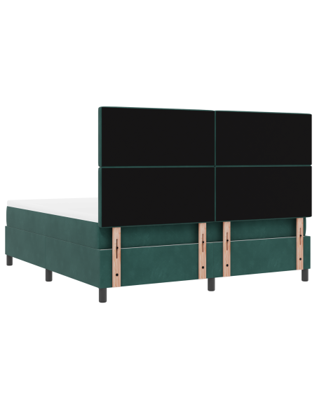 Letto a Molle con Materasso e LED Verde Scuro 180x200 cm Velluto