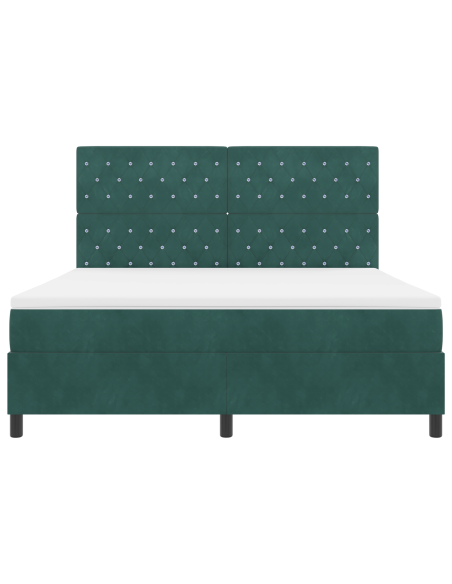 Letto a Molle con Materasso e LED Verde Scuro 180x200 cm Velluto