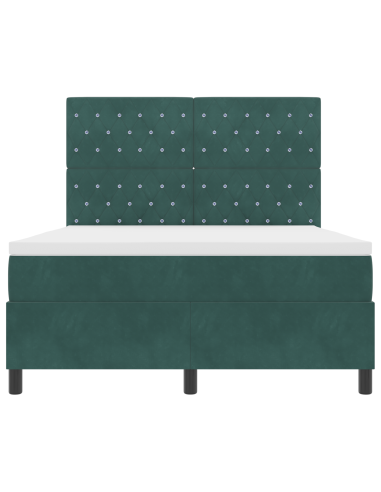 Letto a Sorgente LED Verde Scuro 140 x 200 cm Tessuto