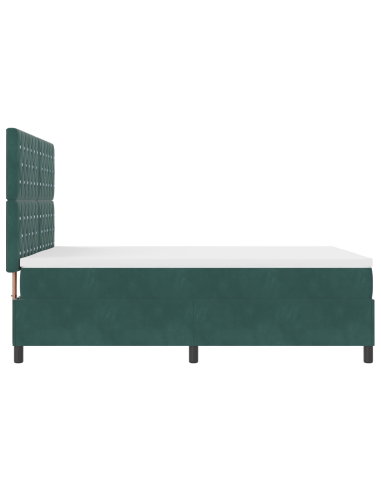 Letto a Sorgente LED Verde Scuro 140 x 200 cm Tessuto