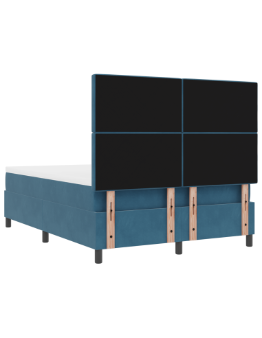Letto a Sorgente LED Blu Scuro 140 x 200 cm Tessuto