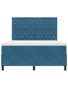 Letto a Sorgente LED Blu Scuro 140 x 200 cm Tessuto 2