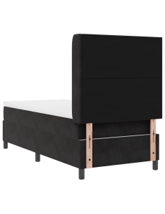 Letto a molle con materasso con led Nero 90 x 190 cm Velluto