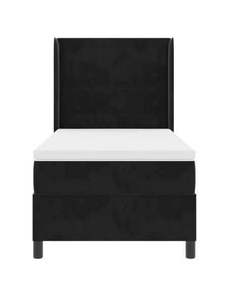 Letto a molle con materasso con led Nero 90 x 190 cm Velluto
