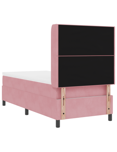 Letto a molle con materasso con led Rosa 90 x 190 cm Velluto