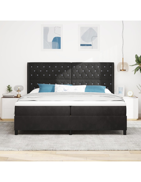 Letto con Box Spring e Materasso & LED Nero 200x200 cm Velluto