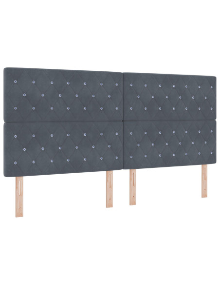 Letto a Molle con Materasso e LED Grigio Scuro 200x200 cm Velluto