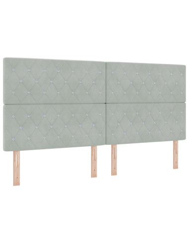 Letto a molle con materasso Grigio chiaro 200 x 200 cm Velluto