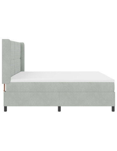 Letto a molle con materasso Grigio chiaro 200 x 200 cm Velluto