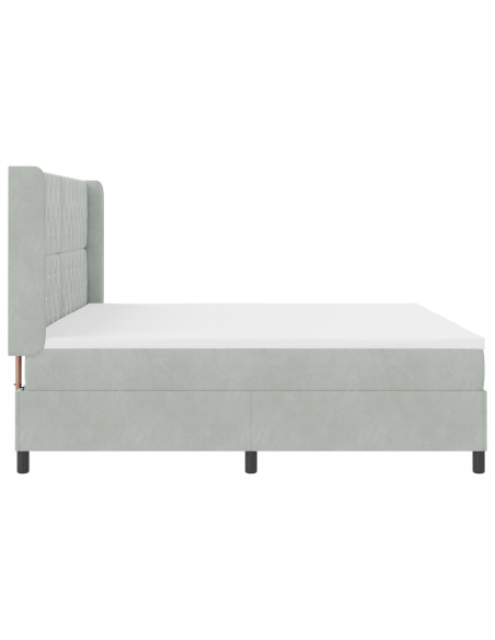 Letto Box Spring con Materasso e Luce LED Grigio Chiaro 200x200 cm Velluto