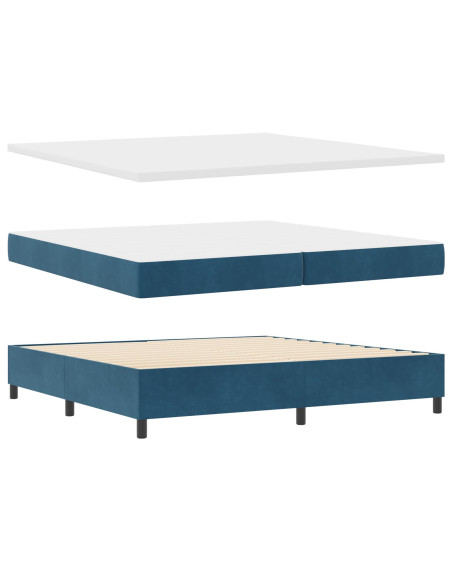 Letto Box Spring  con Materasso e LED Blu Scuro 200x200 cm Velluto