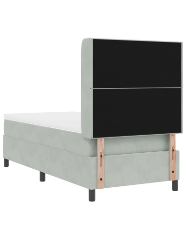 Letto a molle con materasso Grigio chiaro 80 x 200 cm Velluto