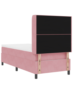 Letto a molle con materasso con led Rosa 90 x 200 cm Velluto