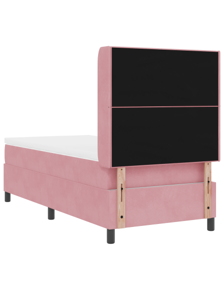 Letto Box Spring  con Materasso e LED Rosa 90x200 cm in Velluto