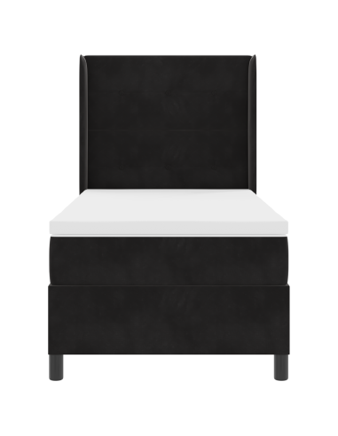 Letto a molle con materasso con led Nero 90 x 200 cm Velluto