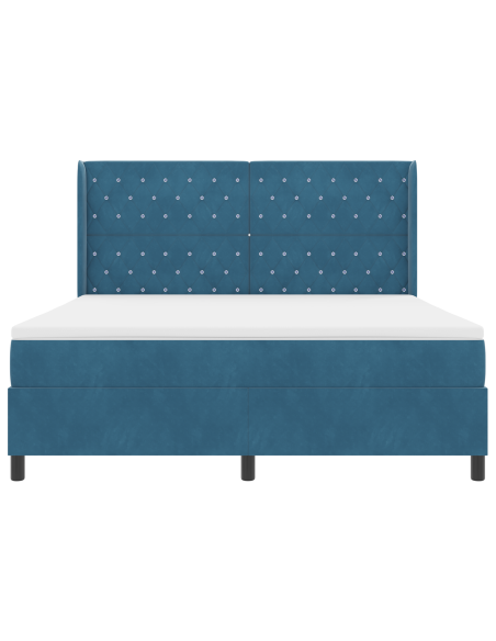 Letto con Rete e Materasso & LED Blu Scuro 180x200 cm Velluto