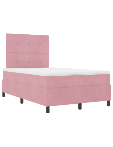 Letto a Sorgente LED con materasso Rosa 120 x 200 cm Tessuto
