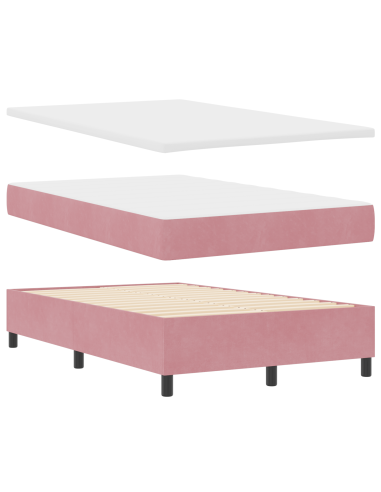 Letto a Sorgente LED con materasso Rosa 120 x 200 cm Tessuto