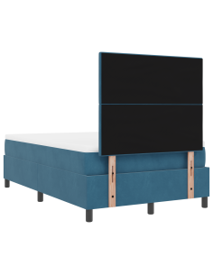 Letto a Sorgente LED Blu Scuro 120 x 200 cm Tessuto