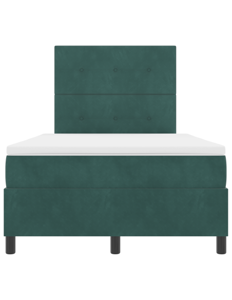 Letto Box Spring con Materasso e LED Verde Scuro 120x200 cm Velluto