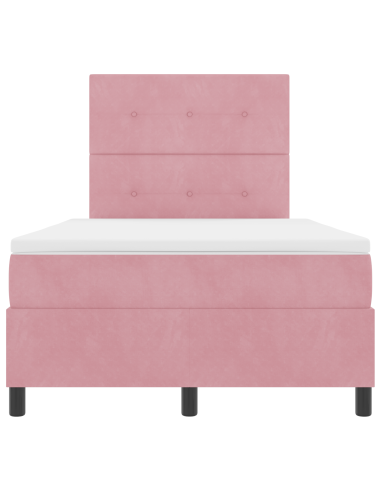 Letto a Sorgente LED con materasso Rosa 120 x 190 cm Tessuto