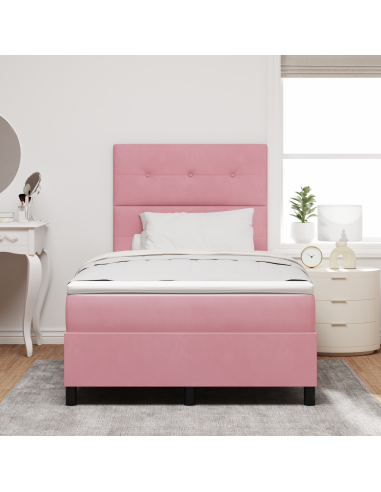 Letto a Sorgente LED con materasso Rosa 120 x 190 cm Tessuto