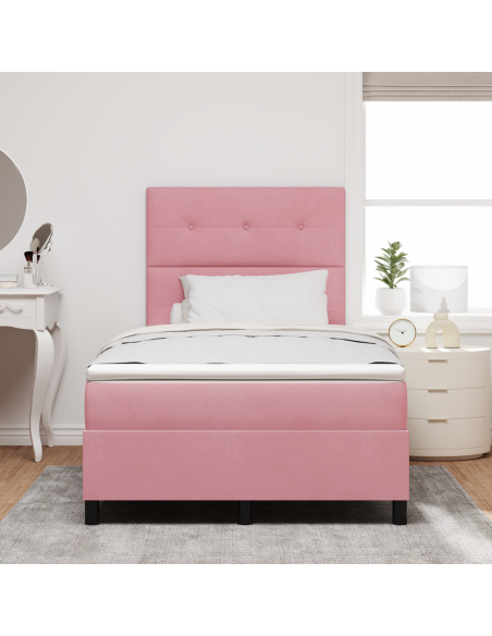 Letto Box Spring con Materasso e LED Rosa 120x190 cm Velluto