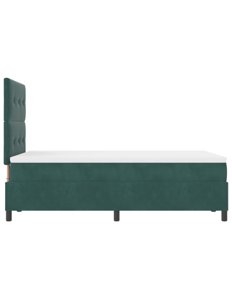 Letto Box Spring con Materasso e LED Verde Scuro 120x190 cm Velluto