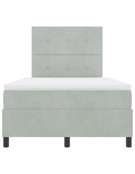 Letto Box Spring con Materasso e Luce LED Grigio Chiaro 120x200 cm Velluto