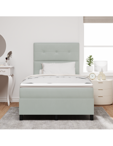 Letto a Sorgente LED Grigio chiaro 120 x 200 cm Tessuto