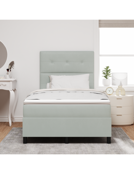 Letto Box Spring con Materasso e Luce LED Grigio Chiaro 120x200 cm Velluto