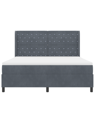 Letto a molle con materasso Grigio scuro 180 x 200 cm Velluto
