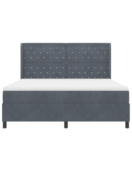 Letto Contenitore con Materasso e LED Grigio Scuro 180x200 cm Velluto