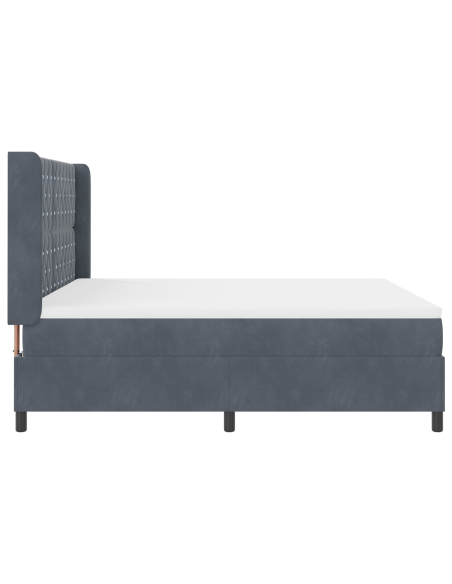 Letto a molle con materasso Grigio scuro 180 x 200 cm Velluto