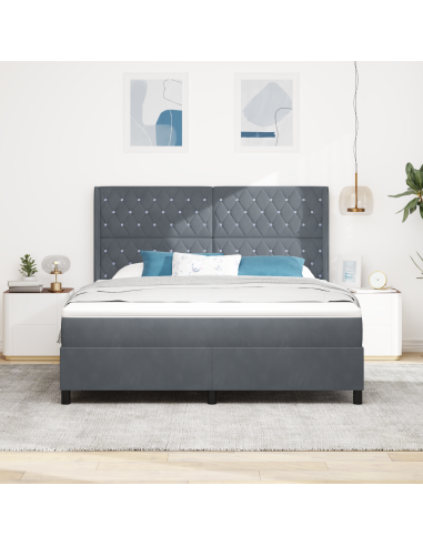 Letto a molle con materasso Grigio scuro 180 x 200 cm Velluto