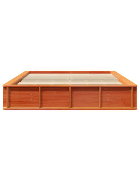 Telaio letto con contenitore sollevabile Marrone cerato 160x200 cm Legno massello di pino